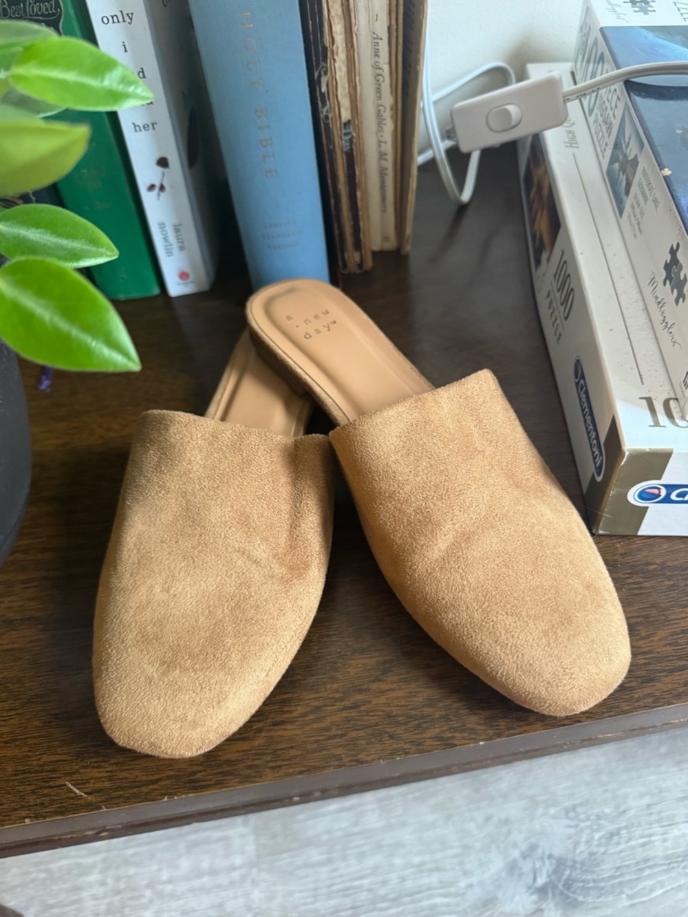 a new day Camel Suede Slip-On Mules